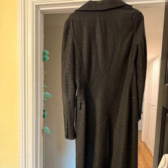 BCBG grey wool/polyester long trench coat, size 4 - Picture 2 of 3